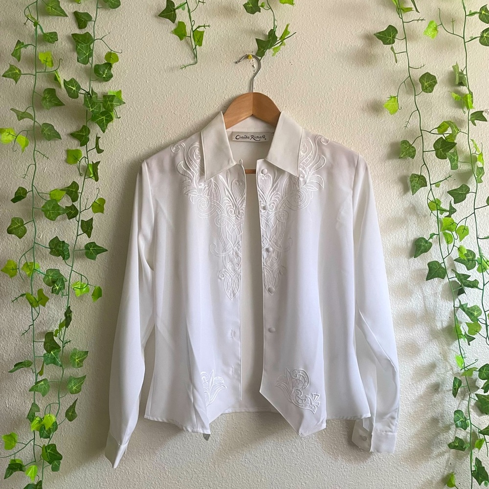Claudia Richard Lace Detail White Button Up